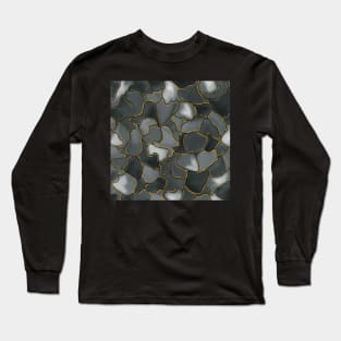 Gold rimmed shades of grey splotches Long Sleeve T-Shirt